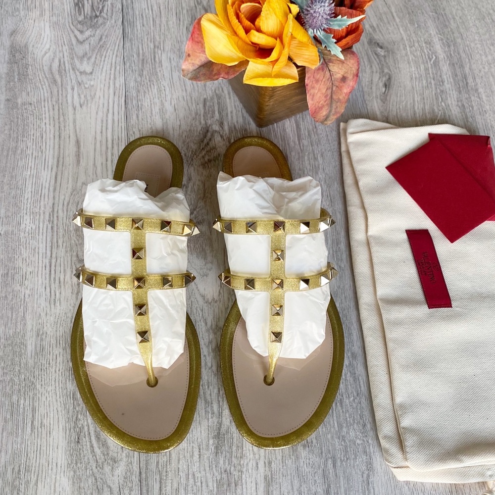 COPY - NWT Valentino Rockstud Gold Jelly Slides - Picture 4 of 16
